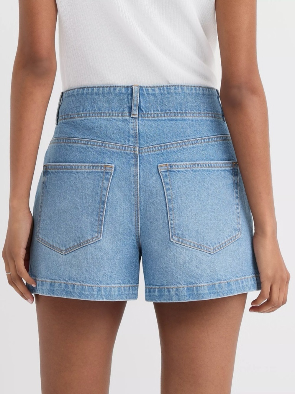 Loft Rivete Curvy Seamed High Rise Denim Shorts in Mid Wash Size 27 - Picture 2 of 3